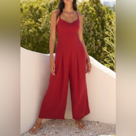 Anthropologie The Carrie Linen- Blend Wide-Leg Jumpsuit, Size M - Picture 2 of 12